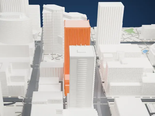 U.S. Bank Center model, North view