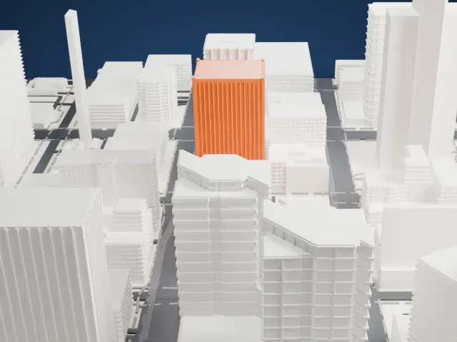 U.S. Bank Center model, South view
