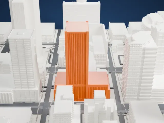 U.S. Bank Center model, West view