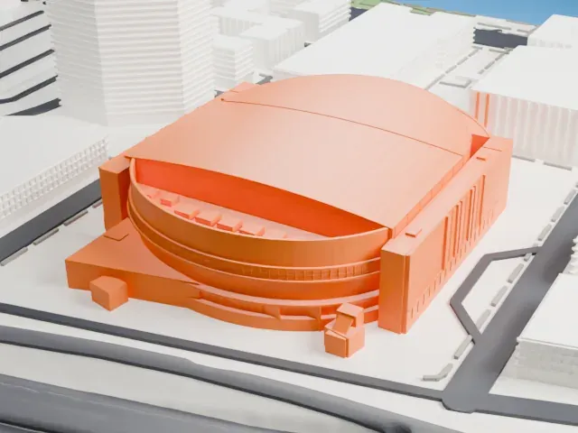 Uber Arena model, North view