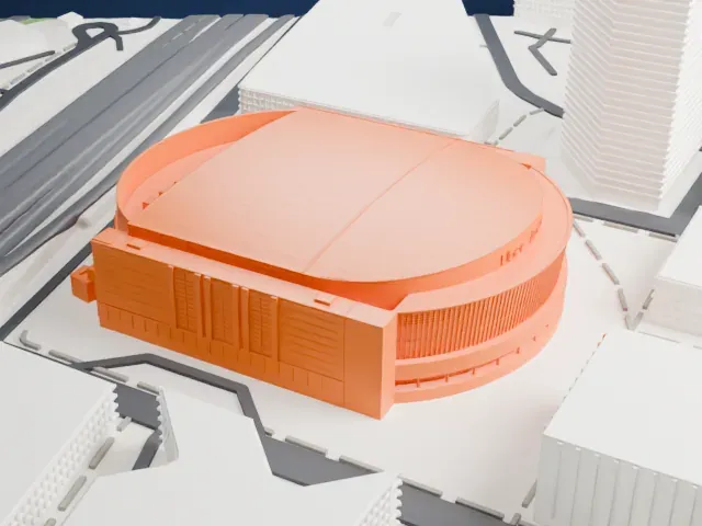 Uber Arena model, West view