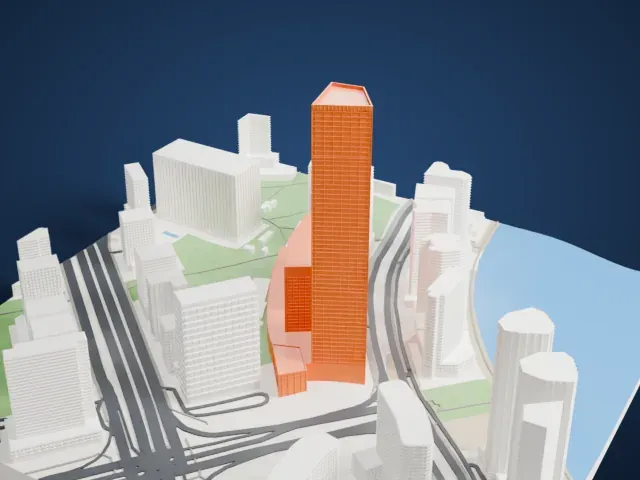 Ubora Towers model, East view