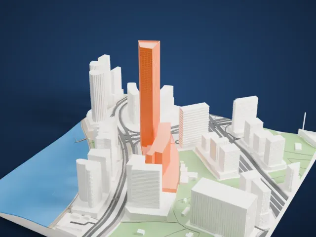 Ubora Towers model, West view