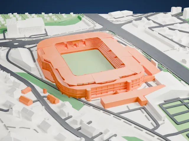 Ullevaal Stadion model, East view