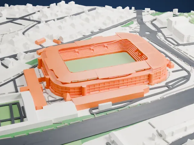 Ullevaal Stadion model, North view