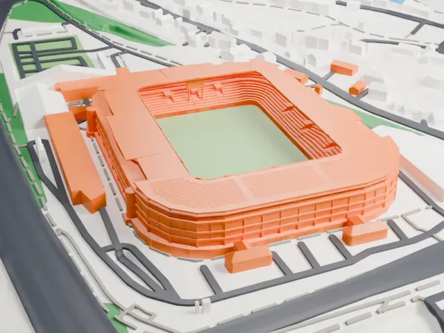 Ullevaal Stadion model, West view