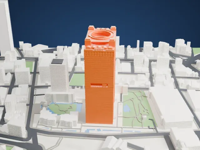 Umeda Sky Building model, East view