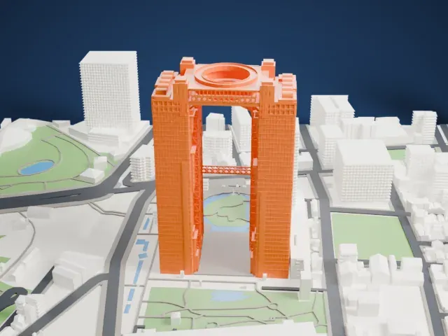 Umeda Sky Building model, North view