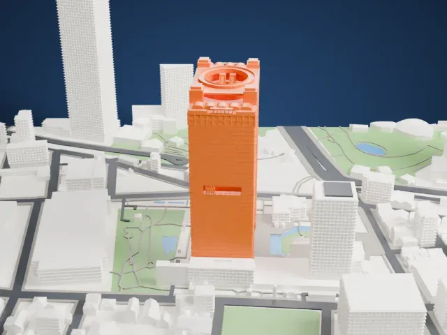 Umeda Sky Building model, West view