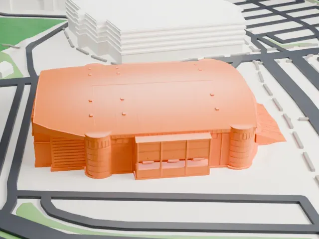 Unibet Arena model, West view