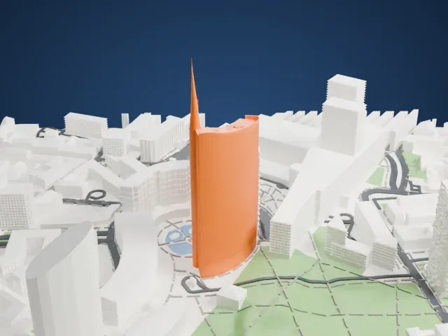 UniCredit Tower model, East view
