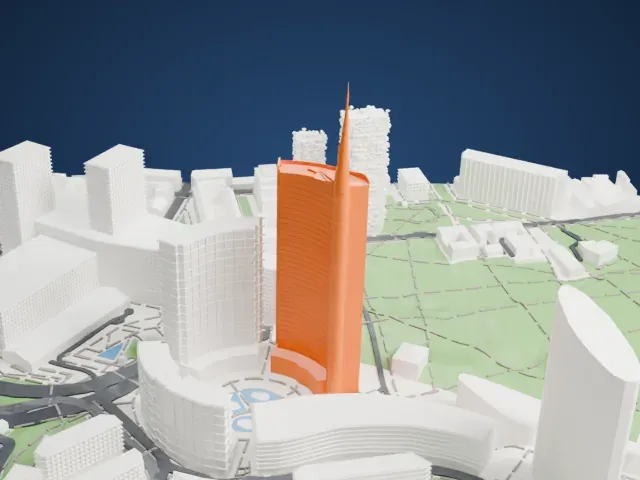 UniCredit Tower model, South view