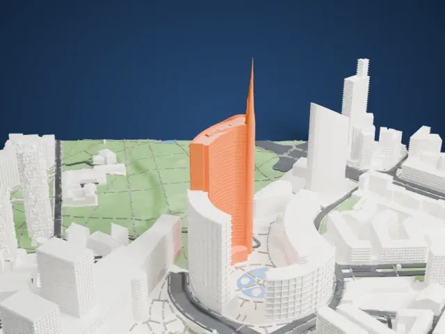 UniCredit Tower model, West view
