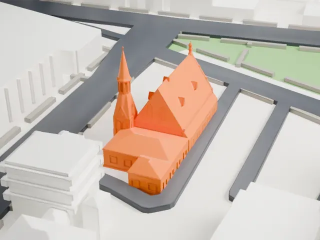 Unitarian Universalist Church, Stamford model, East view