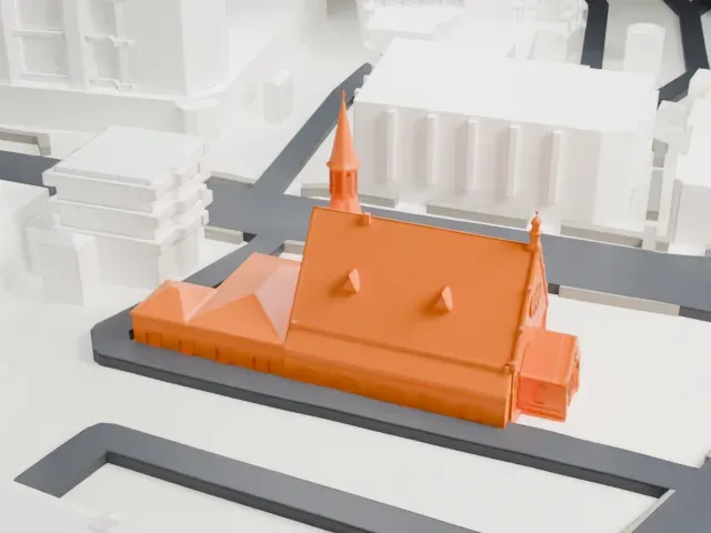 Unitarian Universalist Church, Stamford model, North view
