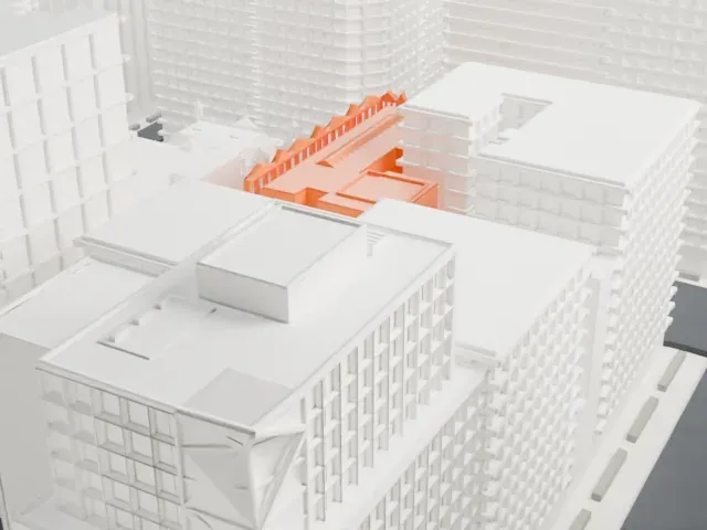 United Charities Building model, East view