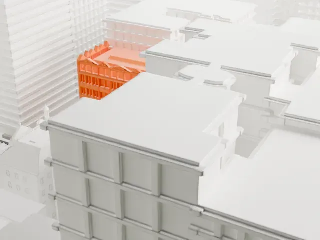 United Charities Building model, South view