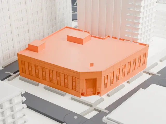 United States Post Office, Canal Street Station model, East view