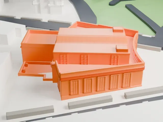 United States Post Office, Greenwich model, East view