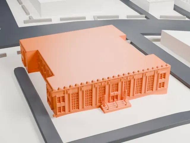 United States Post Office, Hempstead model, South view