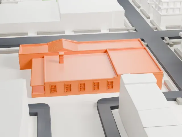 United States Post Office, Jackson Heights model, South view