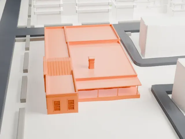 United States Post Office, Jackson Heights model, West view