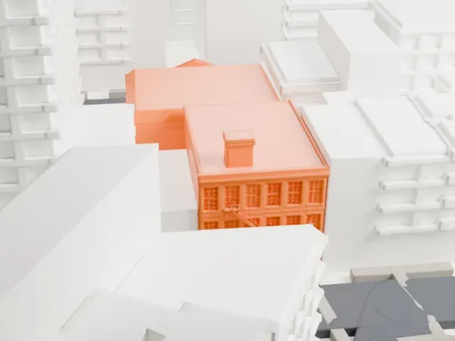 United States Post Office, Knickerbocker Station model, North view