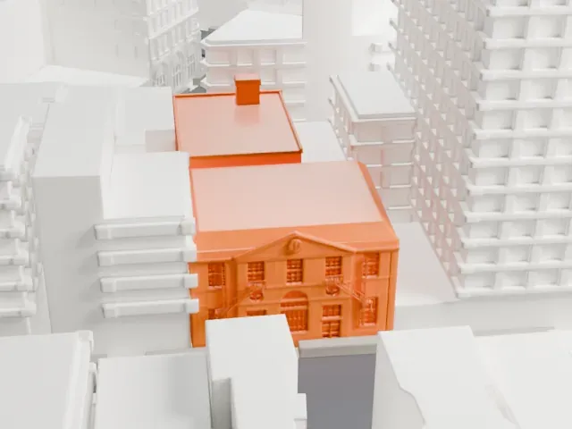 United States Post Office, Knickerbocker Station model, South view