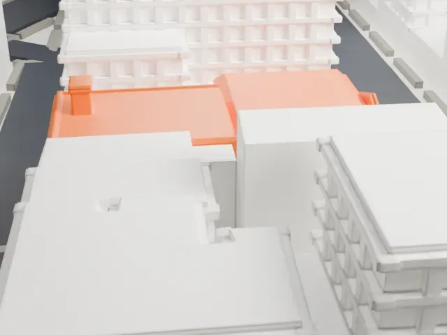 United States Post Office, Knickerbocker Station model, West view