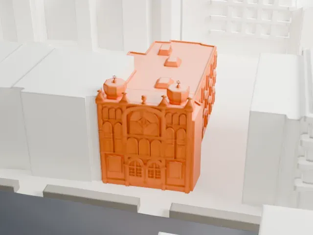 United Synagogue of Hoboken model, West view