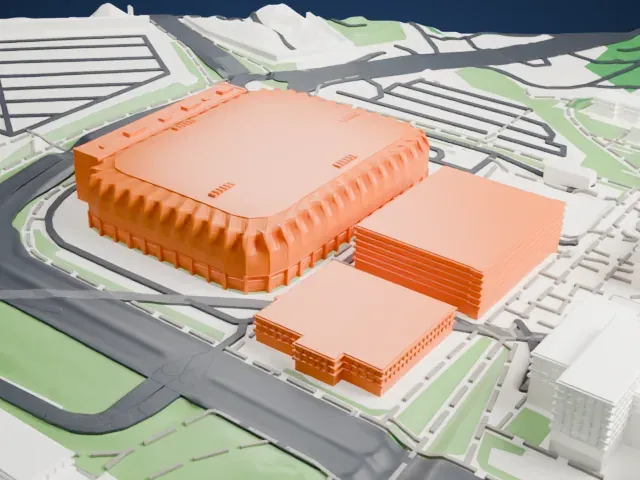 Unity Arena model, East view