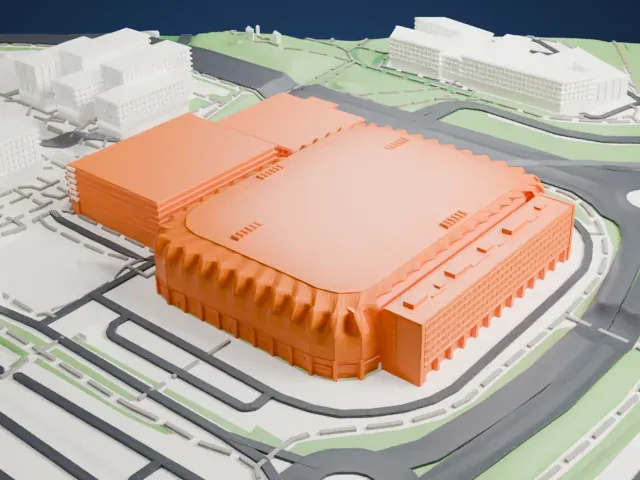 Unity Arena model, West view