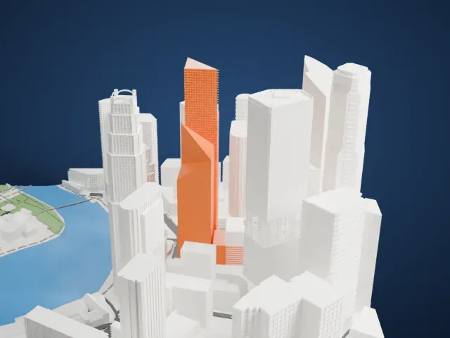UOB Plaza One model, West view