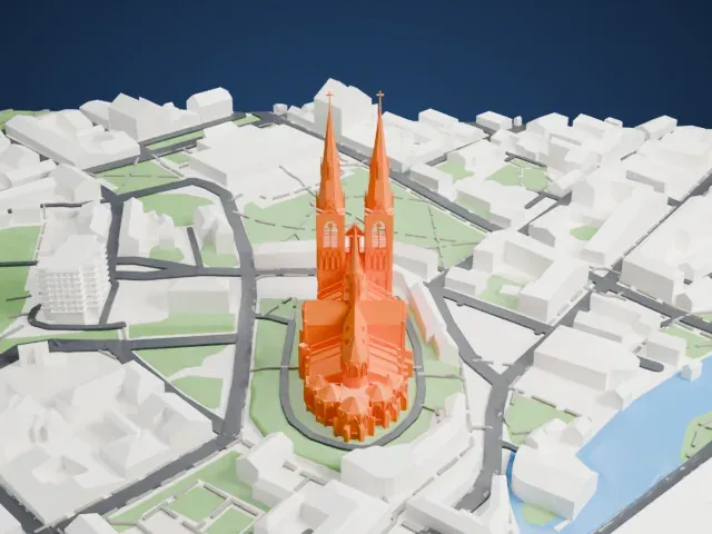 Uppsala Cathedral model, East view