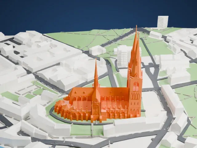 Uppsala Cathedral model, North view
