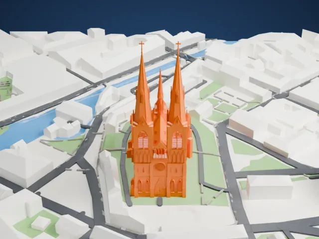 Uppsala Cathedral model, West view
