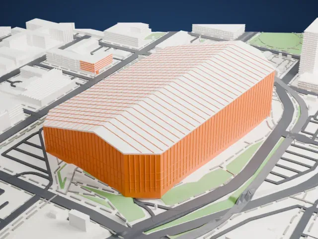 US Bank Stadium model, East view