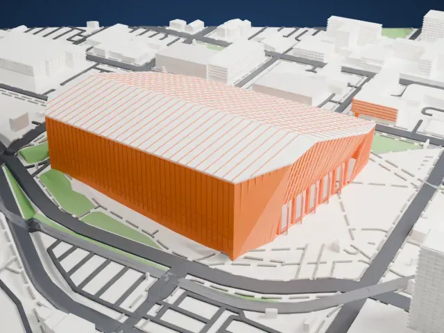 US Bank Stadium model, North view