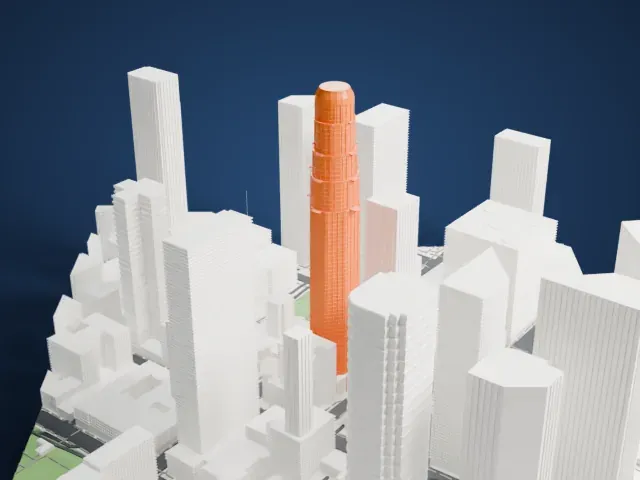 U.S. Bank Tower model, East view