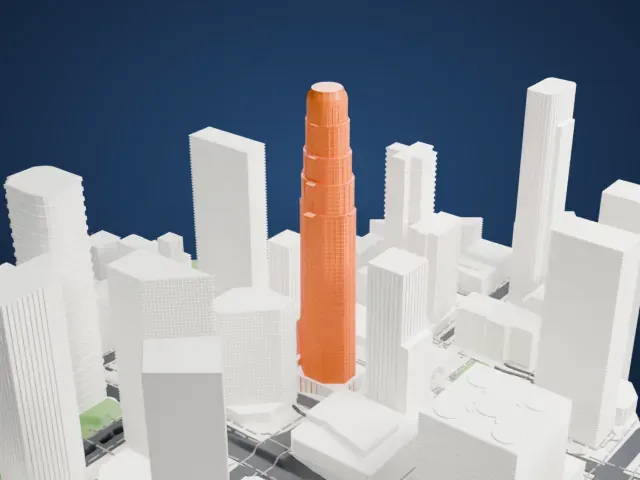 U.S. Bank Tower model, North view