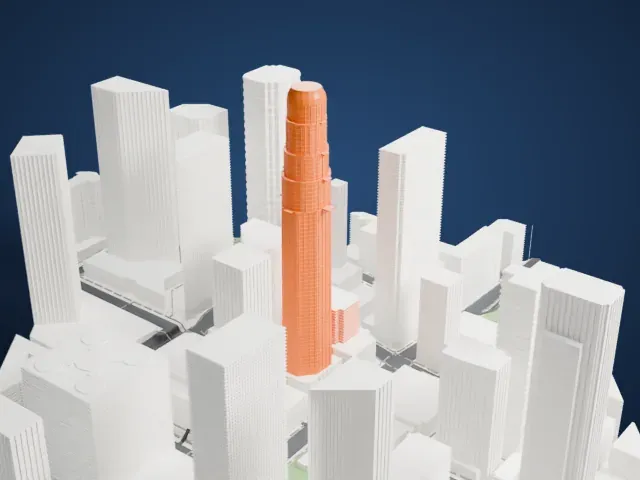 U.S. Bank Tower model, West view