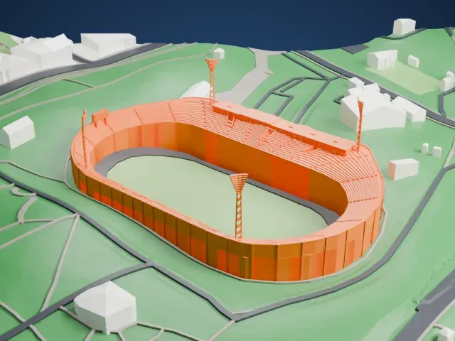Valeriy Lobanovskyi Dynamo Stadium model, East view