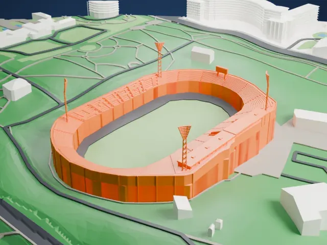 Valeriy Lobanovskyi Dynamo Stadium model, North view