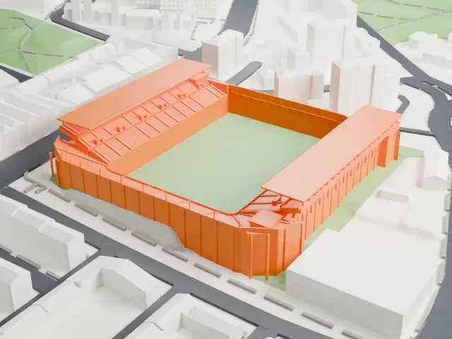Vallecas Stadium model, West view