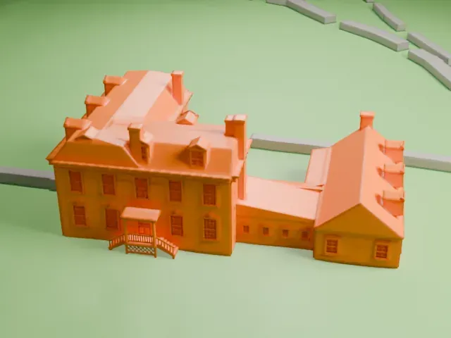 Van Cortlandt House model, East view