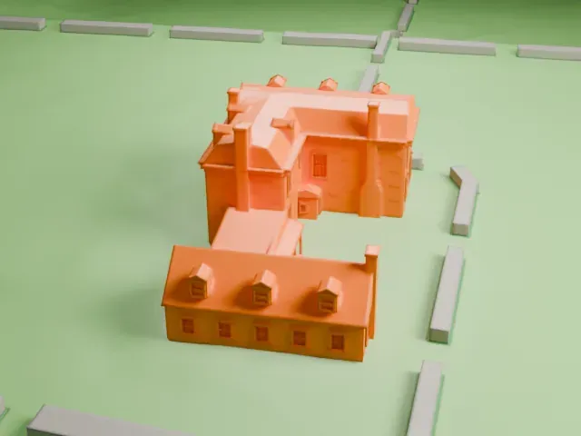 Van Cortlandt House model, North view
