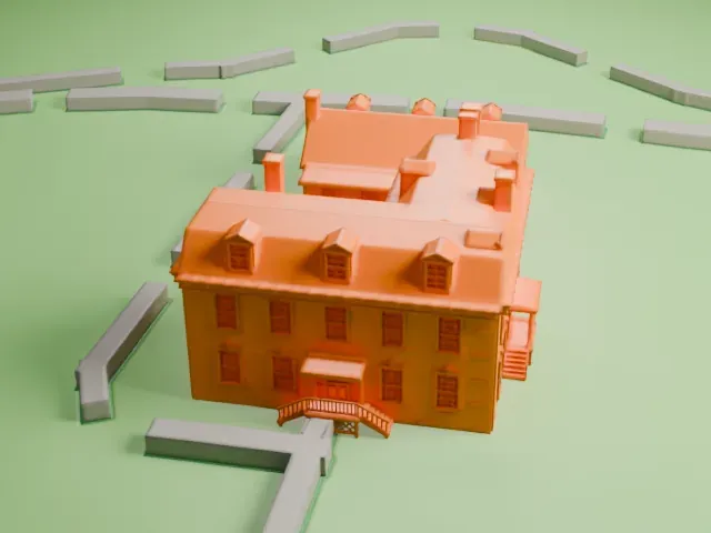 Van Cortlandt House model, South view