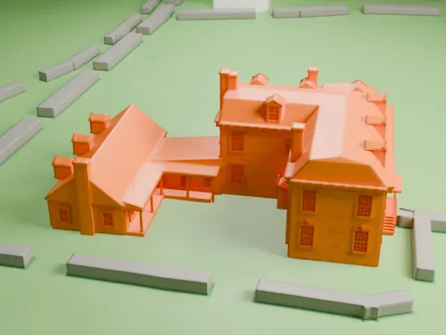 Van Cortlandt House model, West view