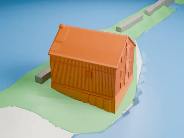 Van Wyck-Lefferts Tide Mill model, South view