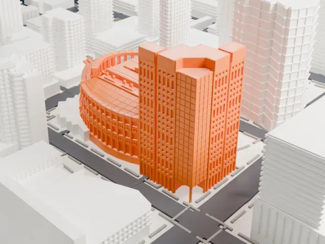 Vancouver Public Library Central Library model, East view